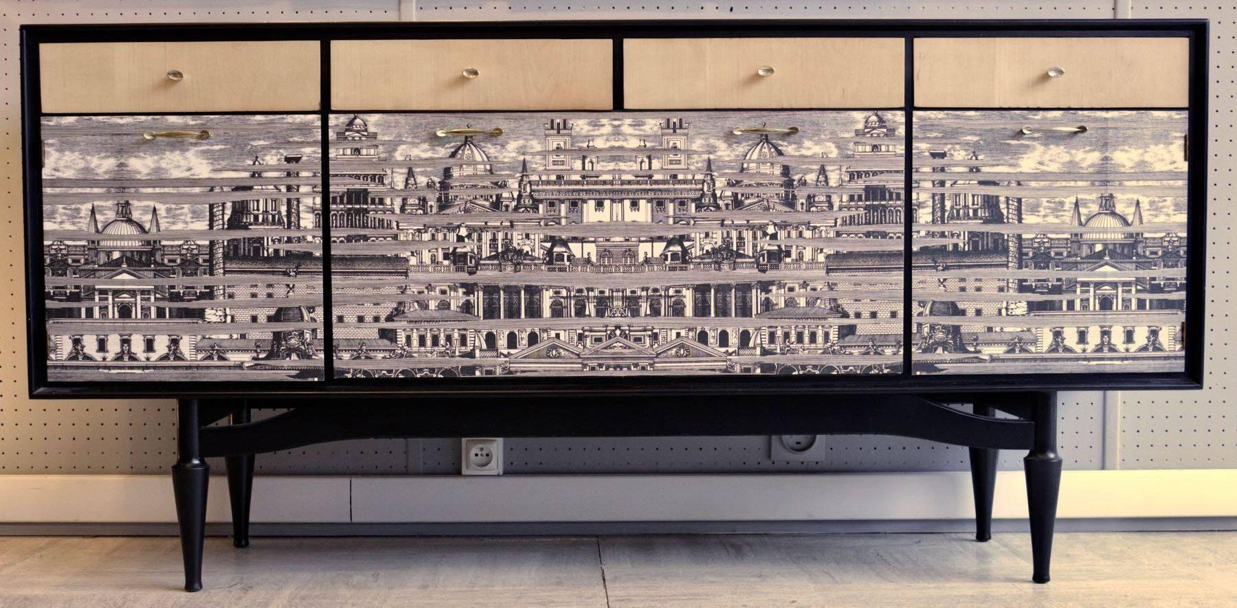 European Spectacular Revamped Sideboard, Bar, 1950s