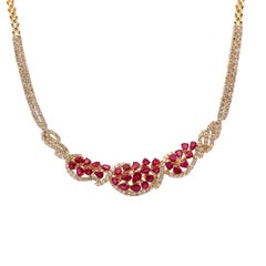 Spectacular Ruby Diamond 18k Yellow Gold Necklace