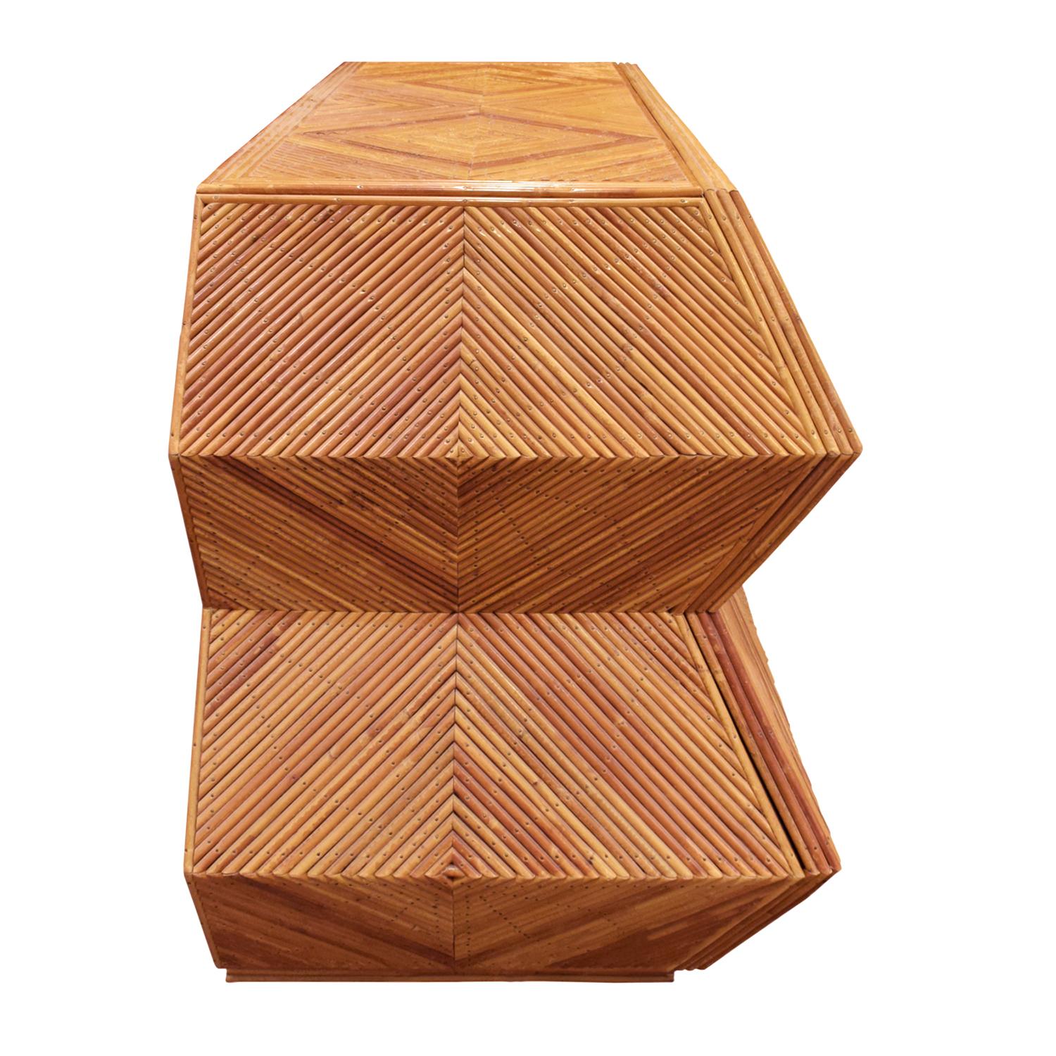 Mid-Century Modern Spectacular Sculptural Chest of Drawers in Bamboo, 1970s