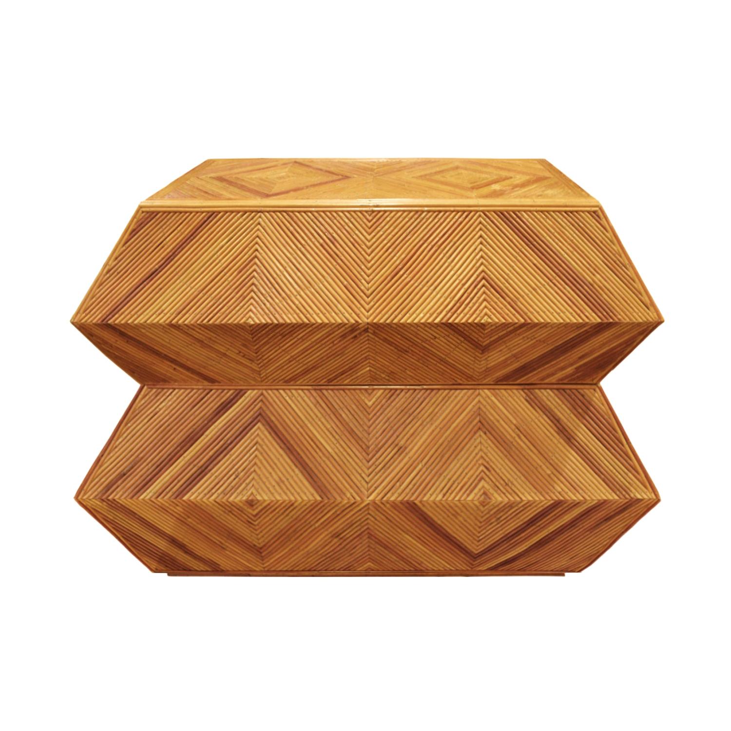 Spectacular Sculptural Chest of Drawers in Bamboo, 1970s
