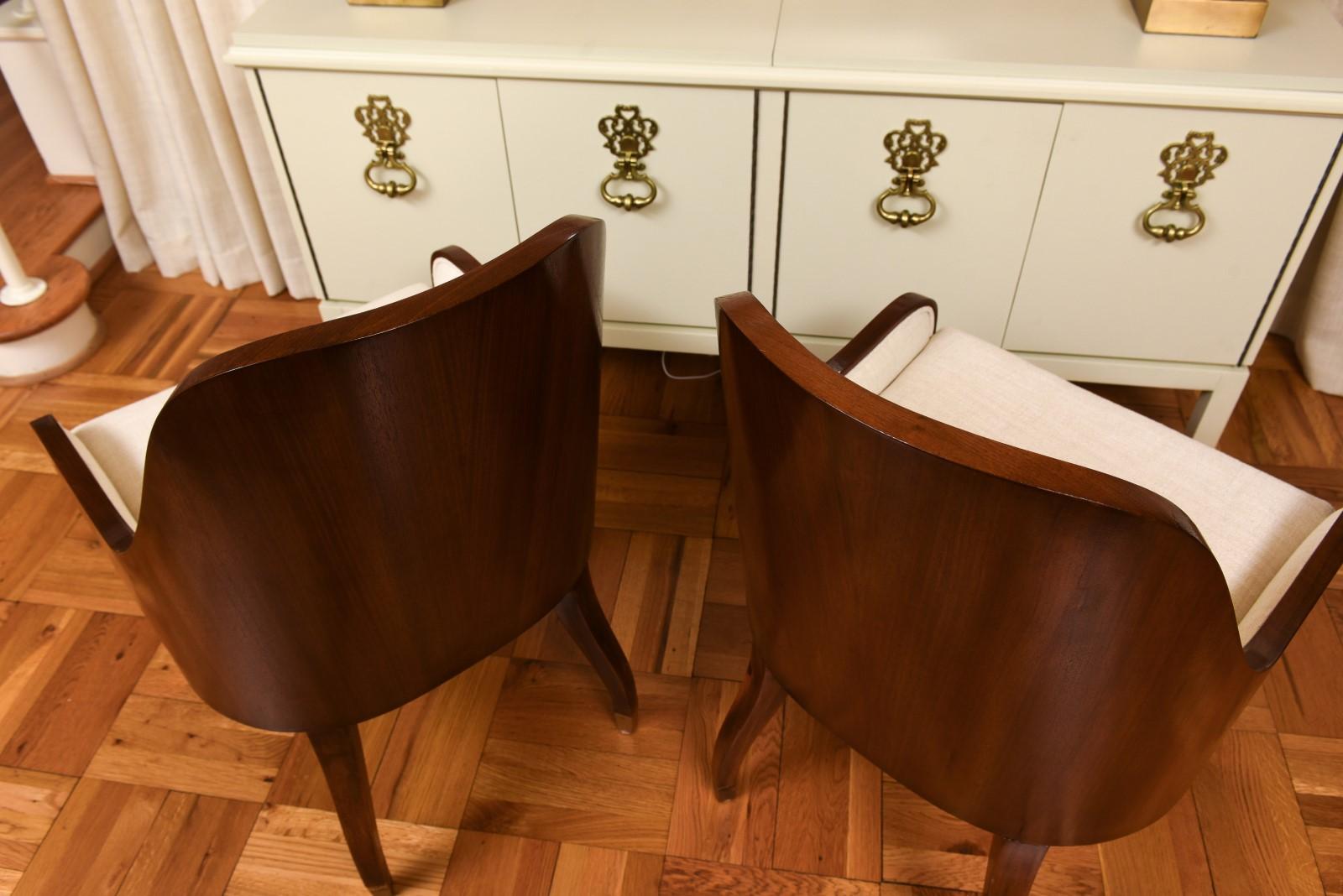 Spectacular Set of 10 Art Deco Revival Chairs in Bookmatch Figured Walnut For Sale 9