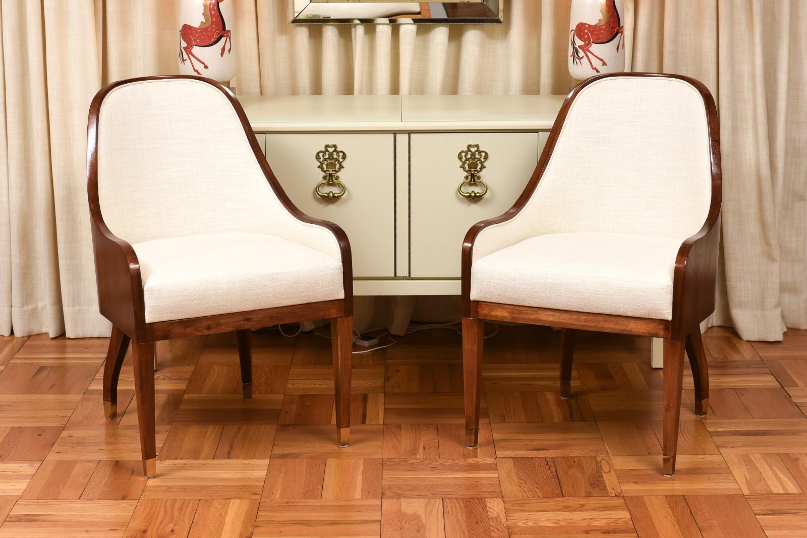 Spectacular Set of 10 Art Deco Revival Chairs in Bookmatch Figured Walnut For Sale 13