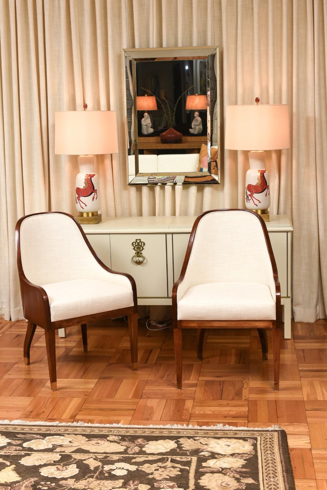 Spectacular Set of 10 Art Deco Revival Chairs in Bookmatch Figured Walnut In Excellent Condition For Sale In Atlanta, GA