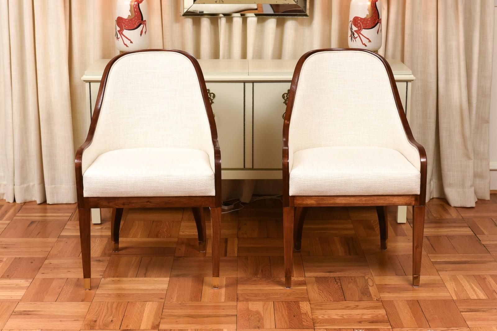 Spectacular Set of 10 Art Deco Revival Chairs in Bookmatch Figured Walnut For Sale 1