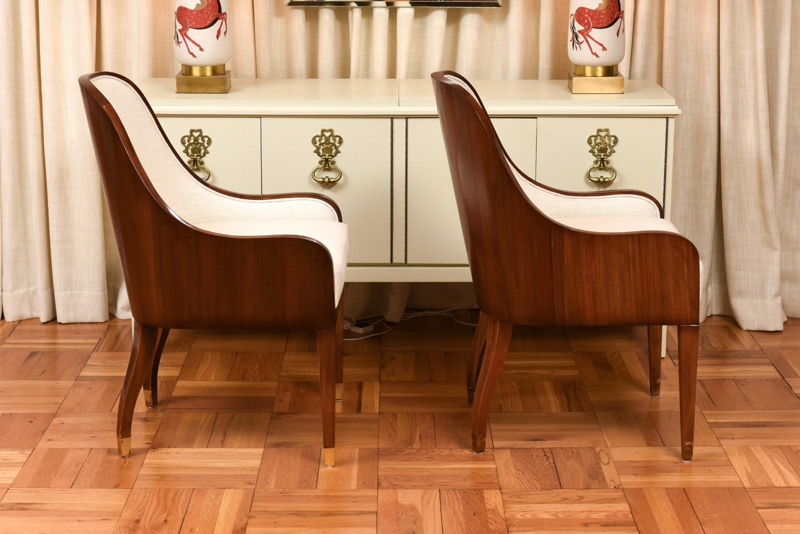 Spectacular Set of 10 Art Deco Revival Chairs in Bookmatch Figured Walnut For Sale 3