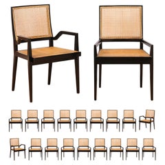 Spectacular Set of 20 Sleek Double Cane Dining Chairs by Michael Taylor