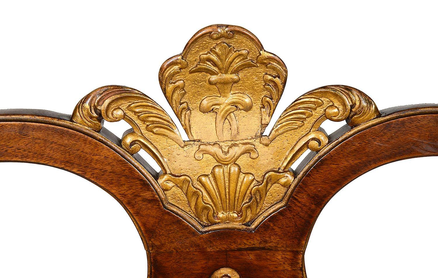 Hand-Carved Spectacular set of 8 Queen Anne style Walnut chairs, circa 1900 For Sale