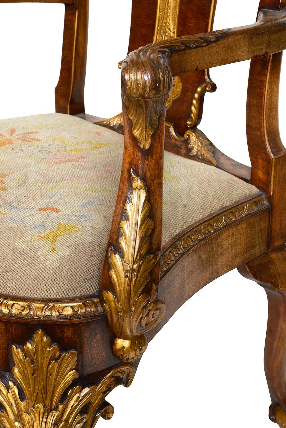 Spectacular set of 8 Queen Anne style Walnut chairs, circa 1900 For Sale 1