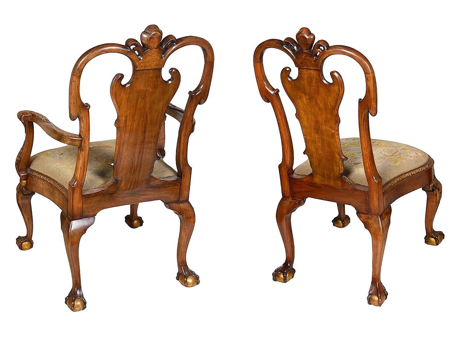 Spectacular set of 8 Queen Anne style Walnut chairs, circa 1900 For Sale 3