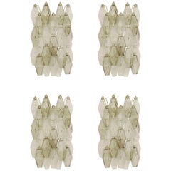Spectacular Set of Four Carlo Scarpa Poliedri Wall Sconces for Venini