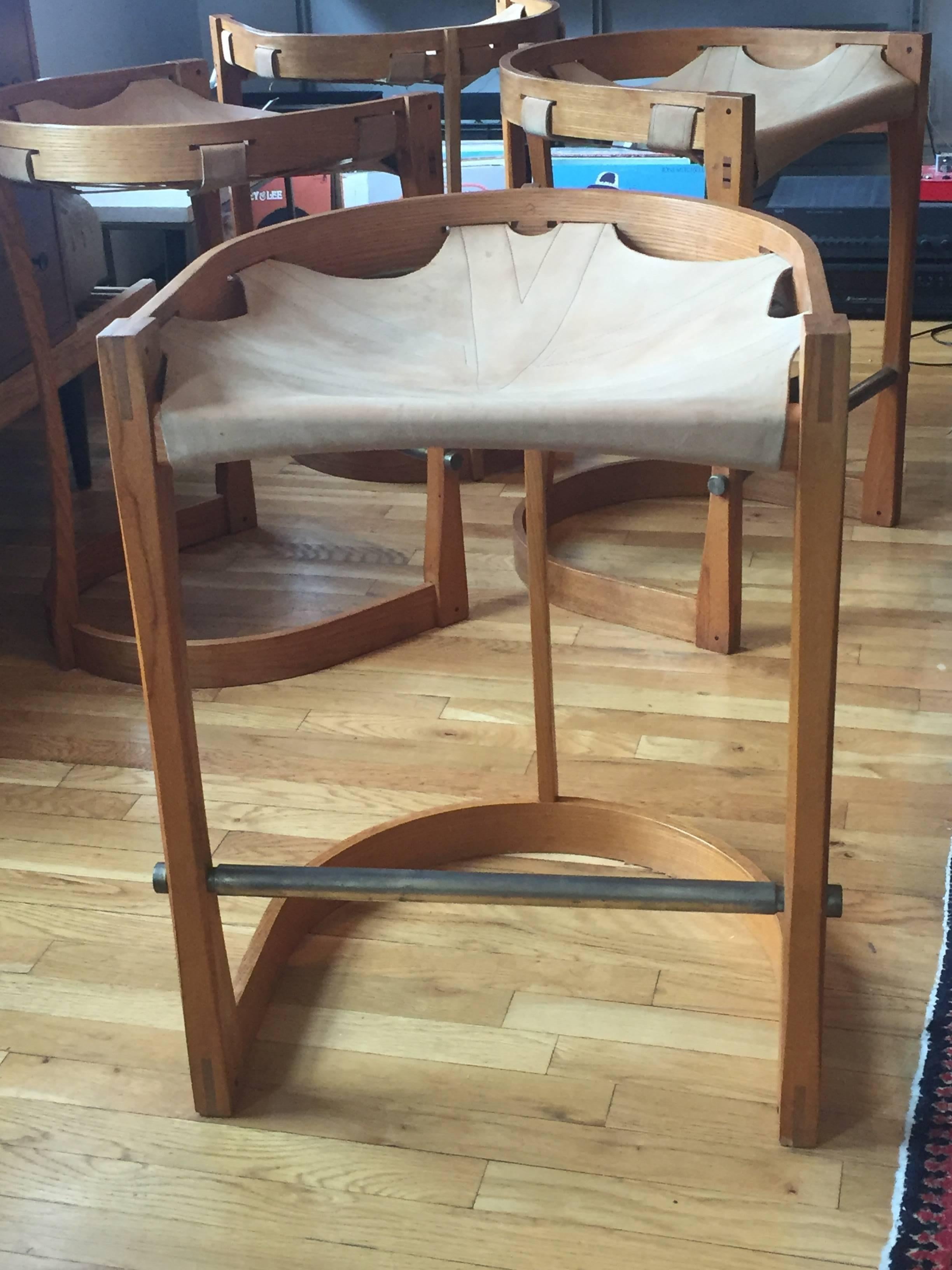 Set of Four American Studio Craft Counter Stools In Good Condition In Brooklyn, NY