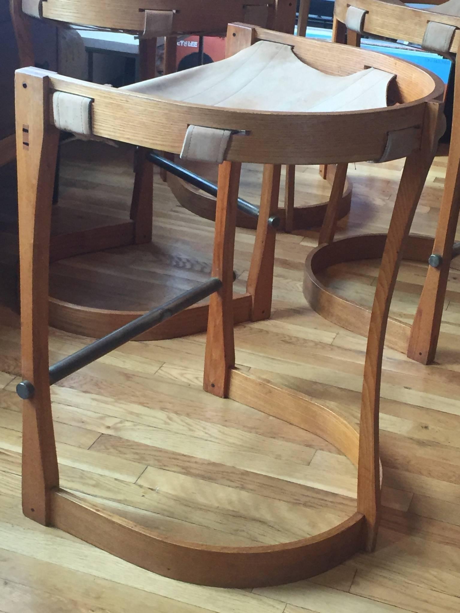 Late 20th Century Set of Four American Studio Craft Counter Stools