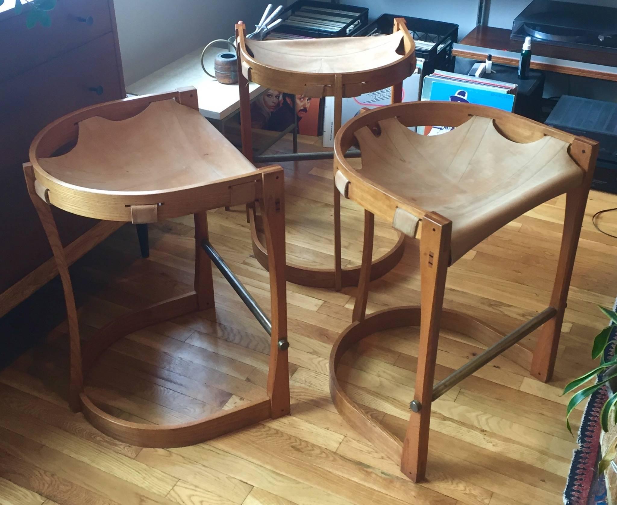 Set of Four American Studio Craft Counter Stools 5