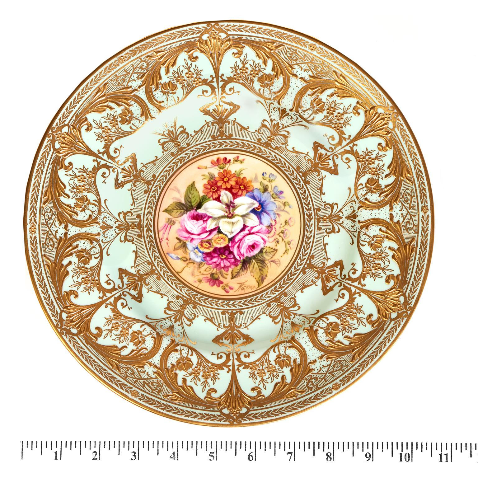 Porcelain Spectacular Set of Royal Worcester Hand Decorated Dinner Plates