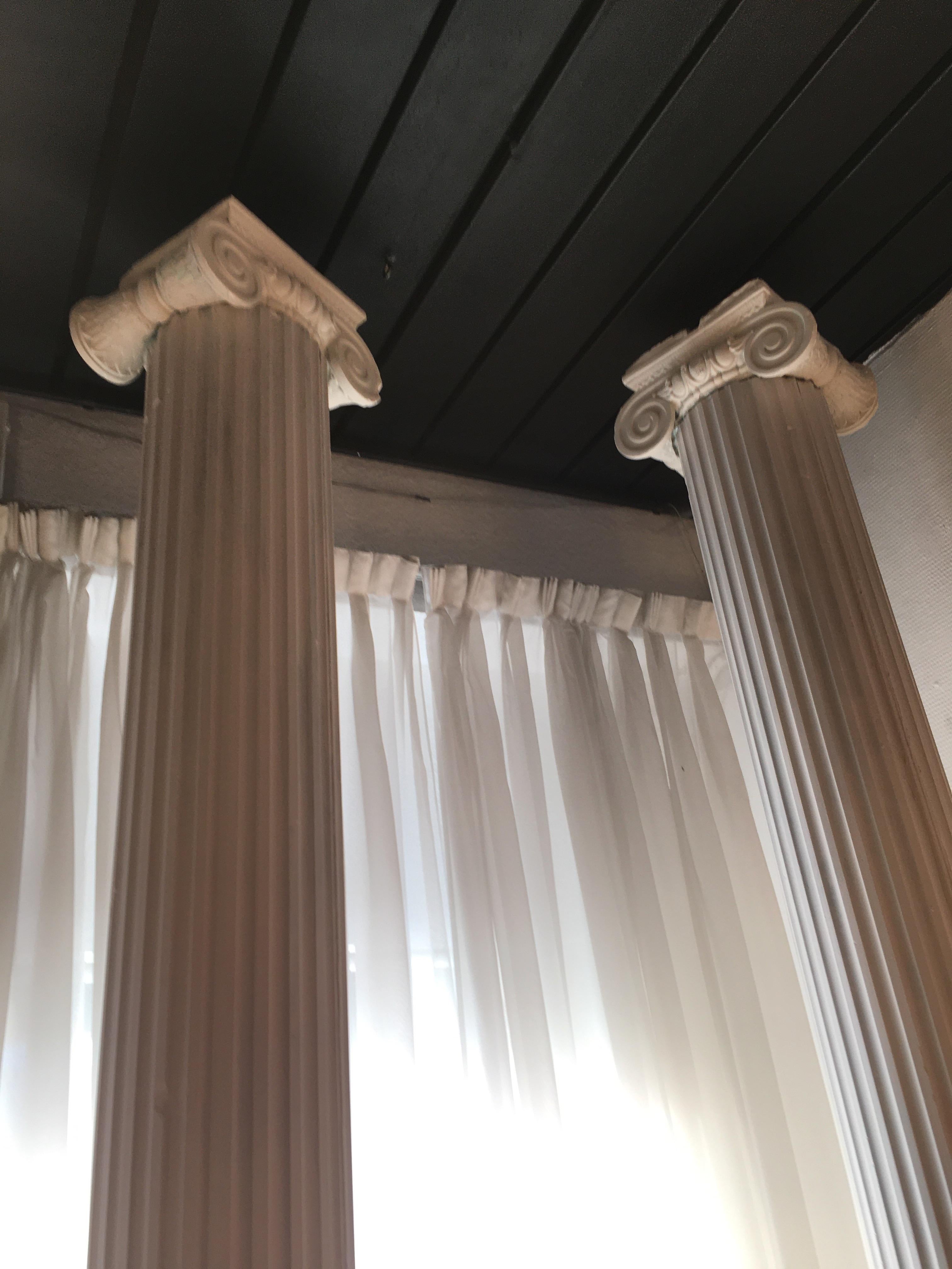 Mid-20th Century Spectacular Set of Three Plaster Columns on A Wooden Base, Belgium 1950