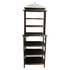 Spectacular Shelving Pagoda Faux Bamboo and Brass Chippendale Chinoiserie