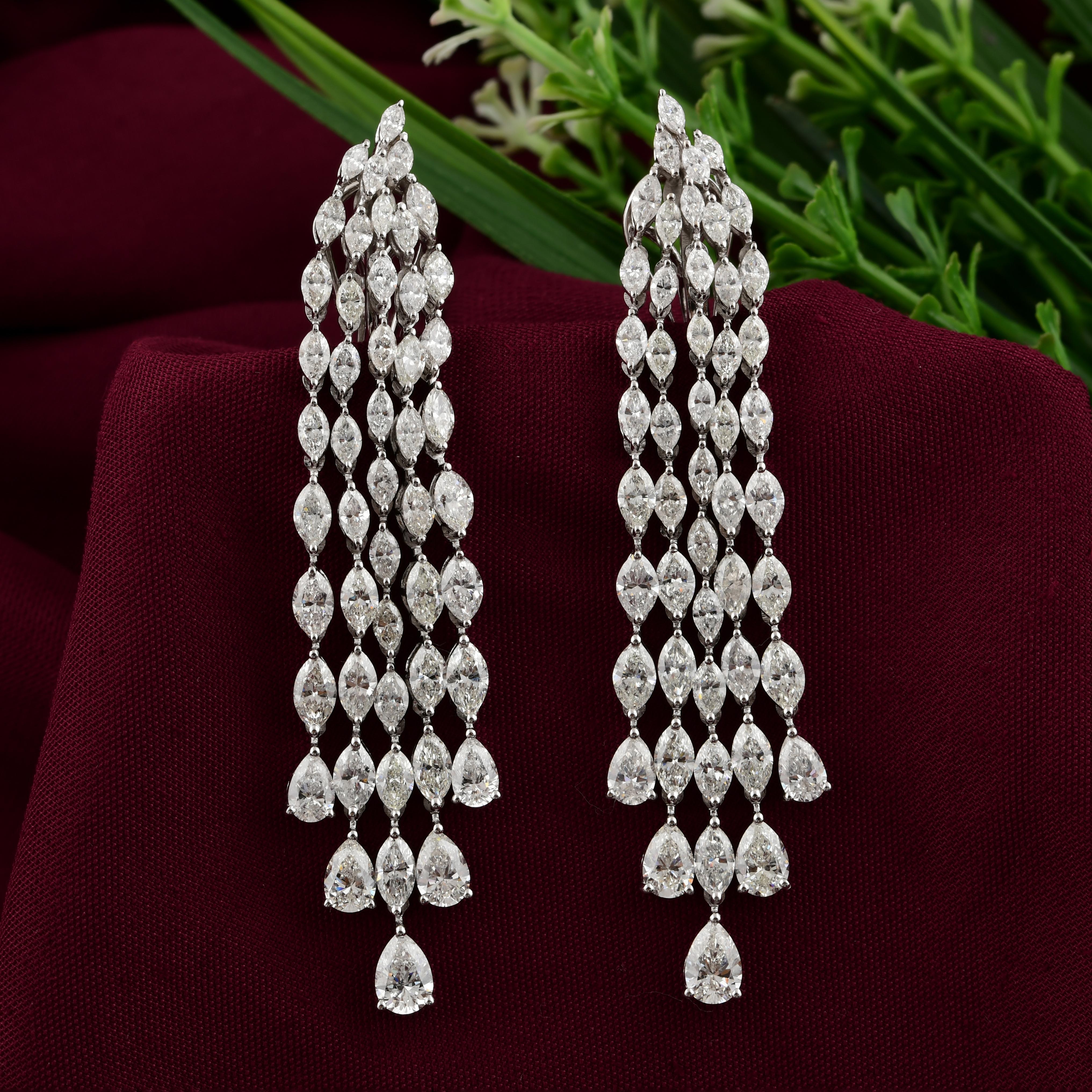 Art Nouveau Spectacular SI/HI 11.53ctw Diamond Chandelier Earrings 18 Karat White Gold For Sale
