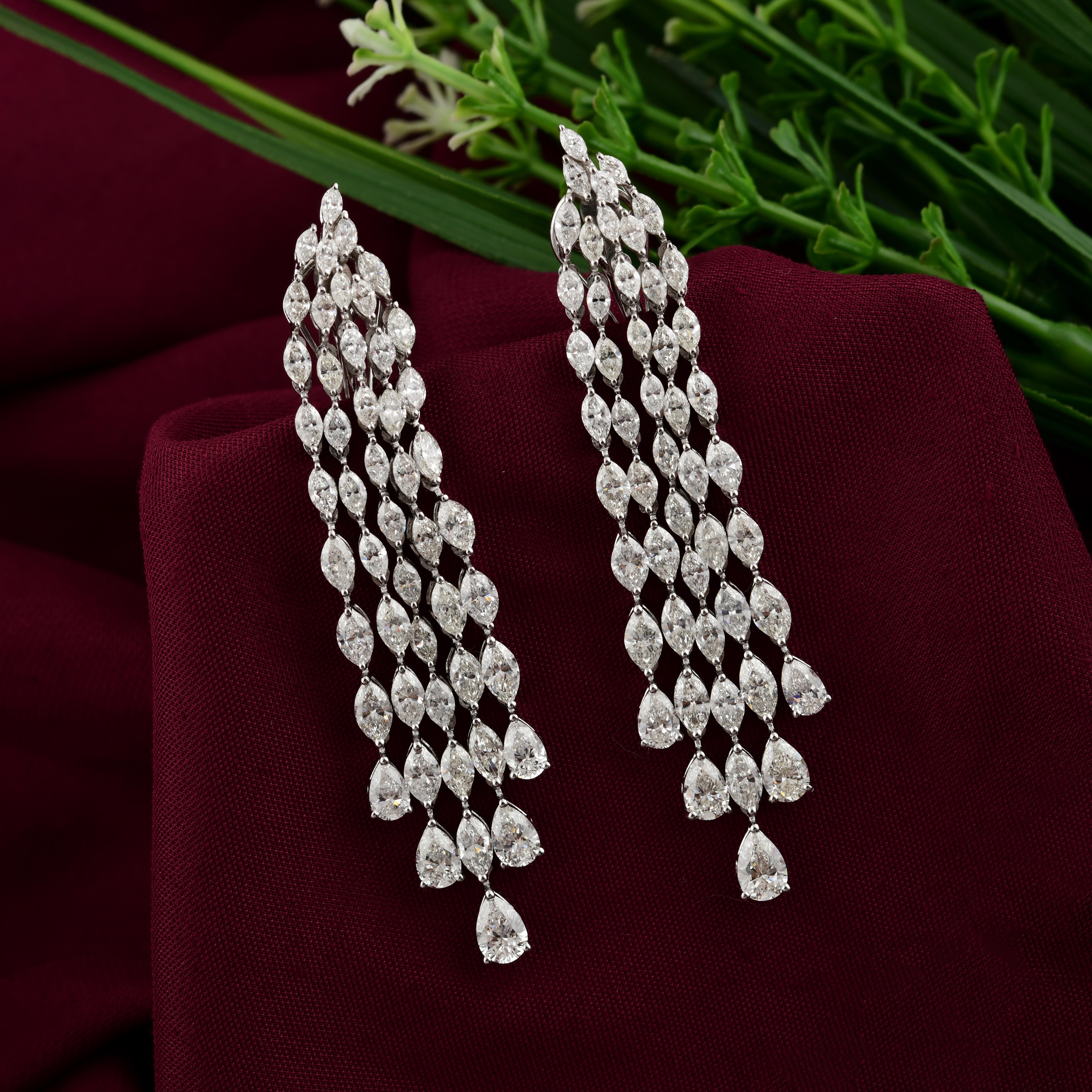 Mixed Cut Spectacular SI/HI 11.53ctw Diamond Chandelier Earrings 18 Karat White Gold For Sale