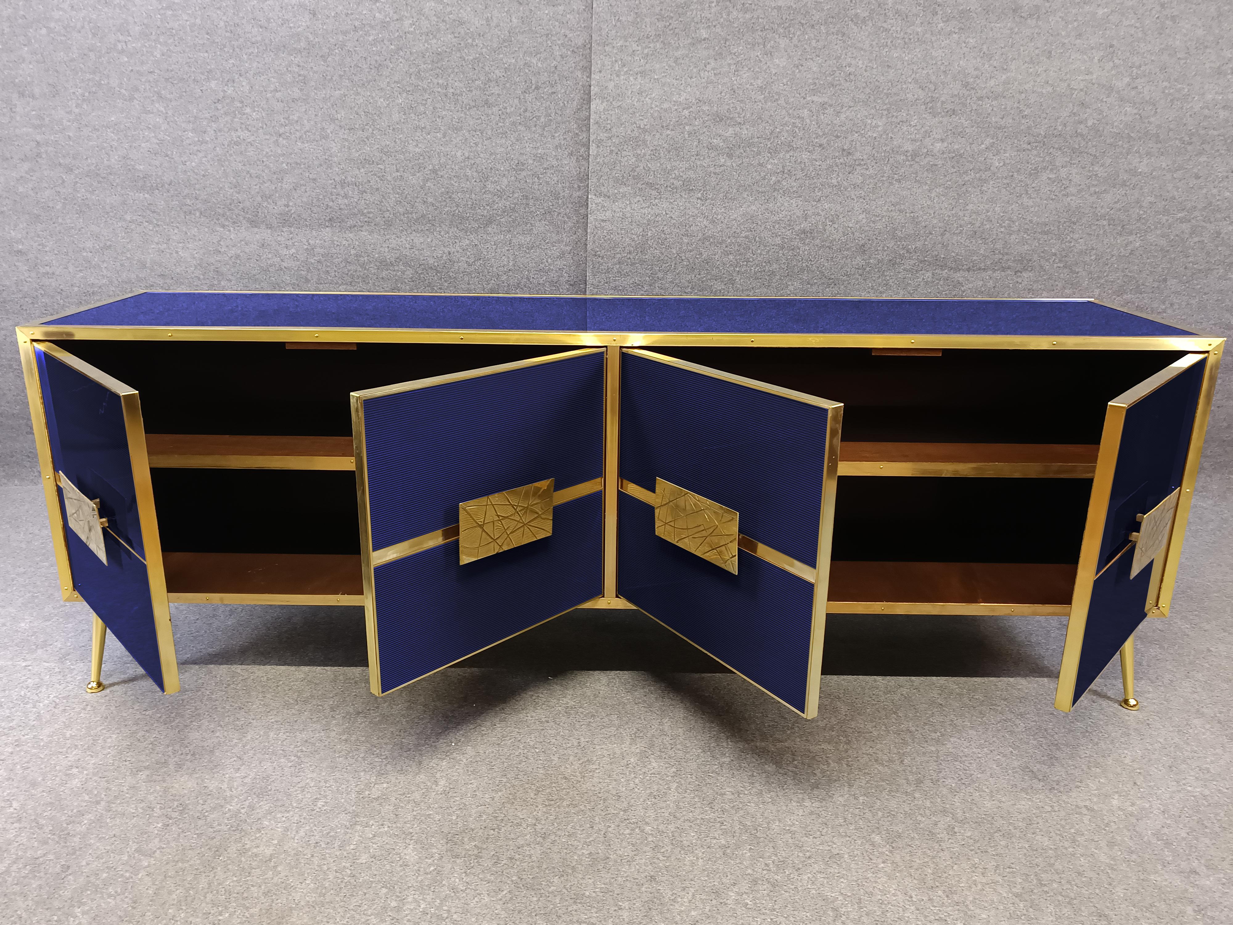Hand-Carved Spectacular Sideboard with Blue 