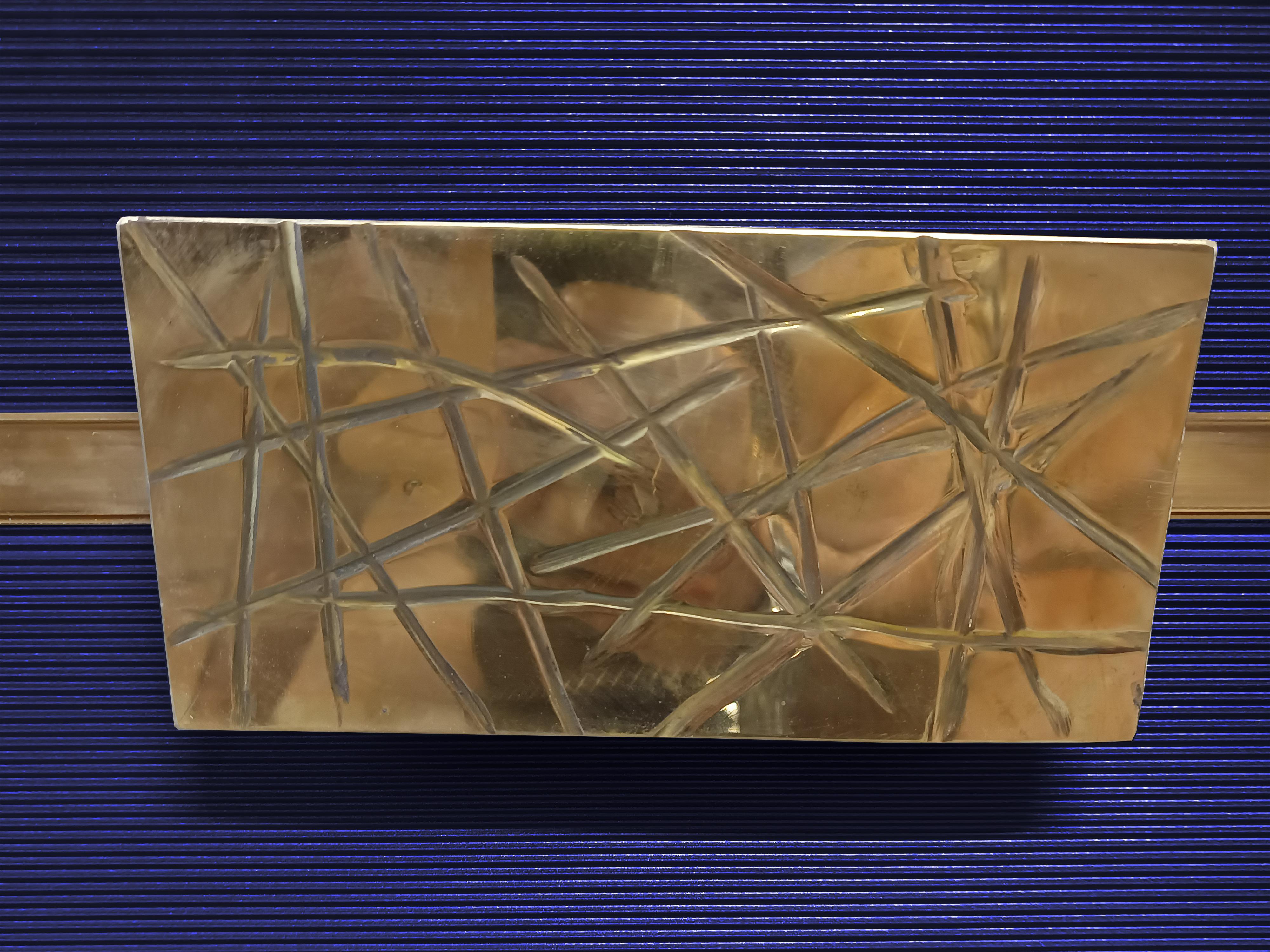 Spectacular Sideboard with Blue “Grisinato” Glass and Brass Trim, Made in italy In condizioni Nuovo in vendita a Guazzora, IT