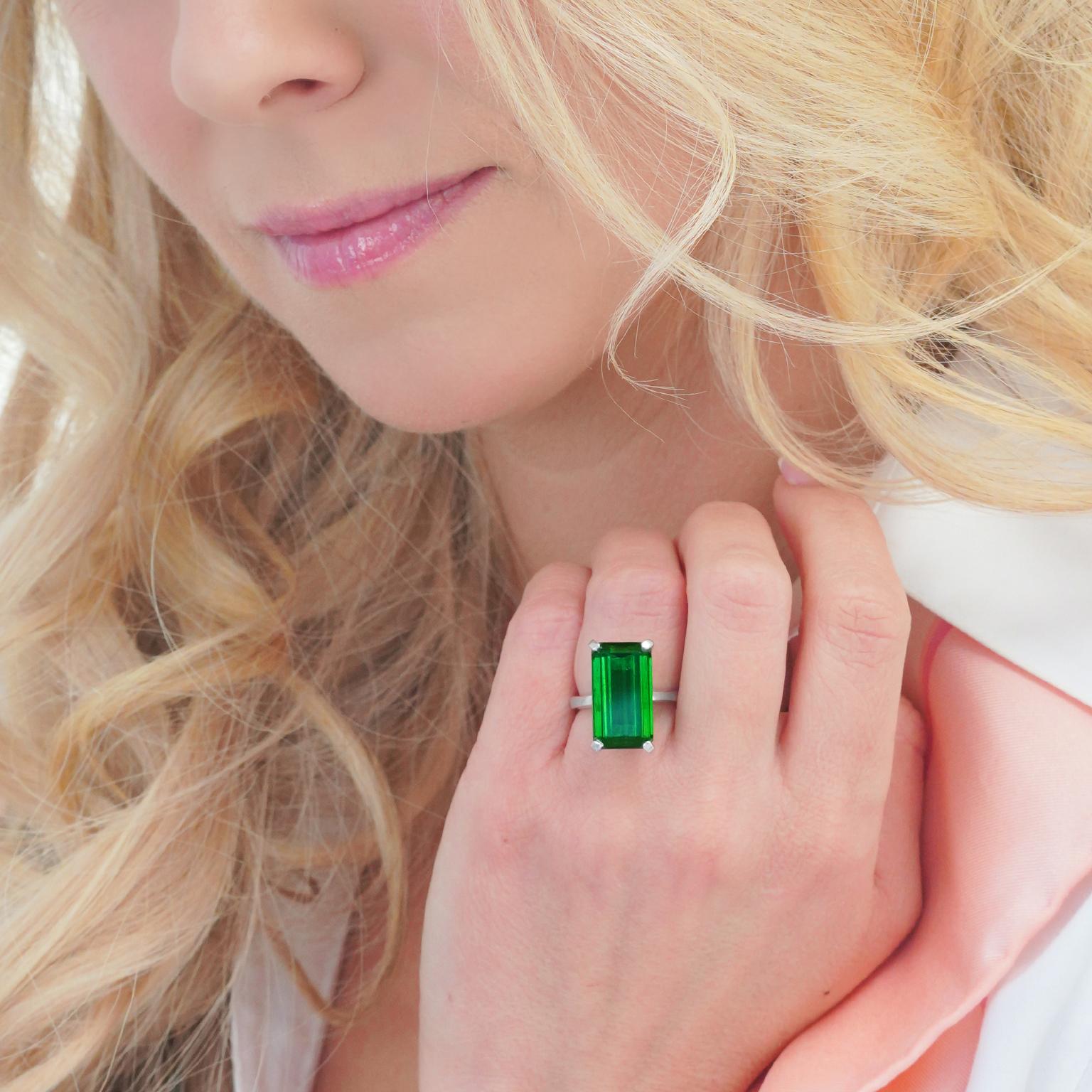 Emerald Cut Spectacular Sixties Tourmaline Ring For Sale
