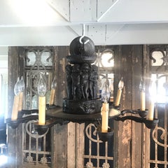 Spectacular Spanish Bronze French Chandelier Depicting Harvest of the Grapes