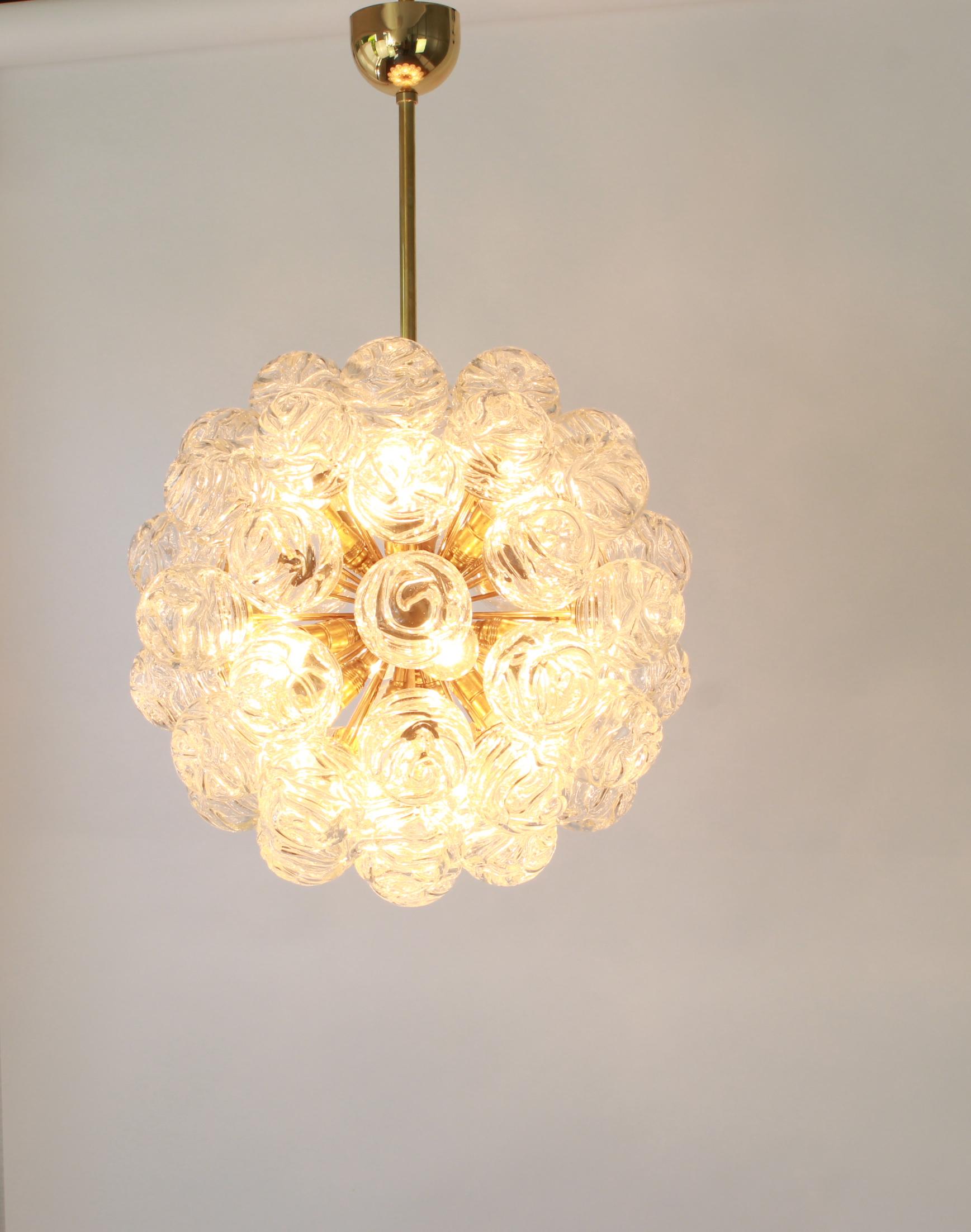 Spectacular Sputnik Chandelier with Snow Glass Balls, Doria, Germany, 1970s For Sale 6