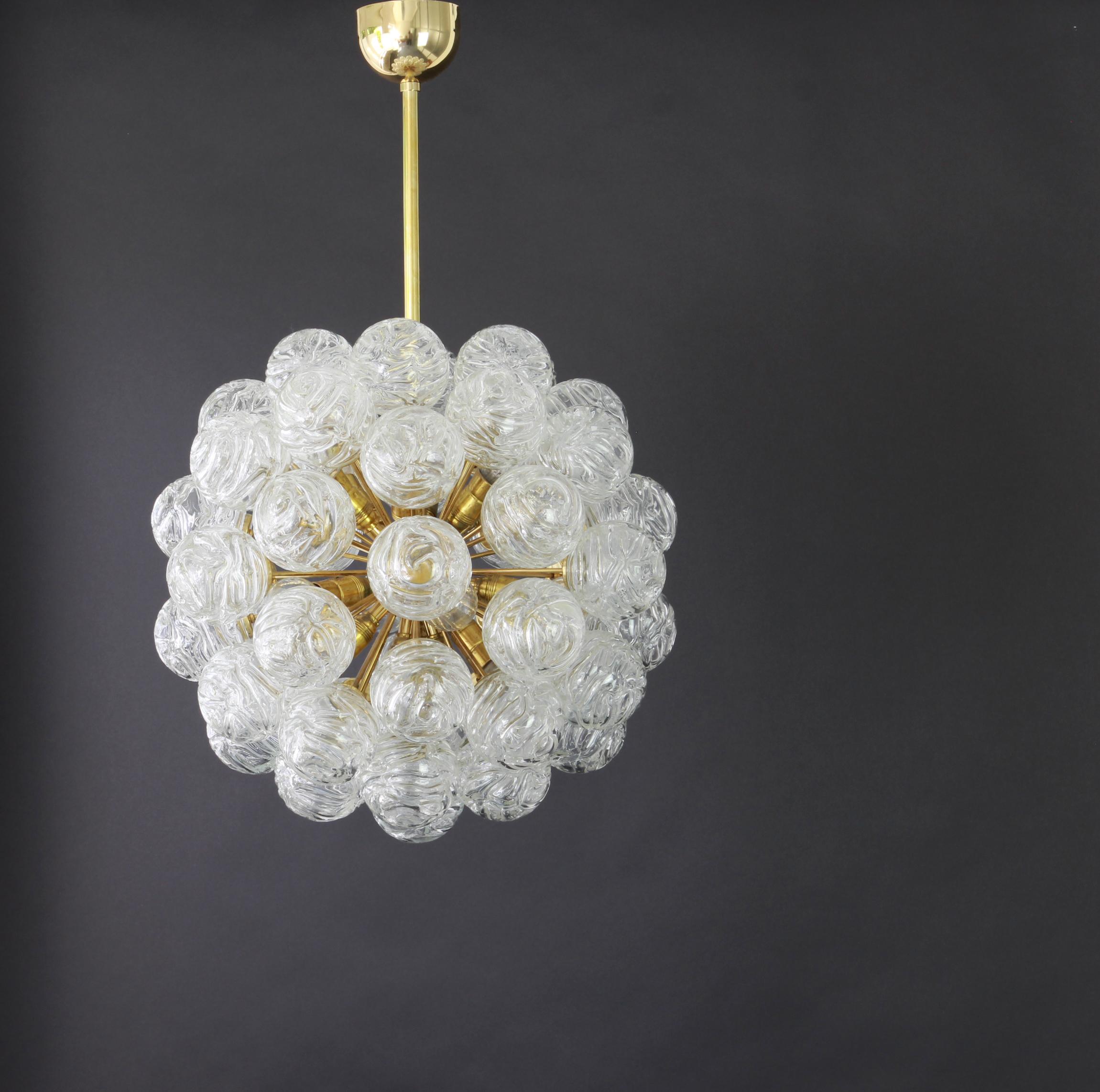 Spectacular Sputnik Chandelier with Snow Glass Balls, Doria, Germany, 1970s For Sale 3