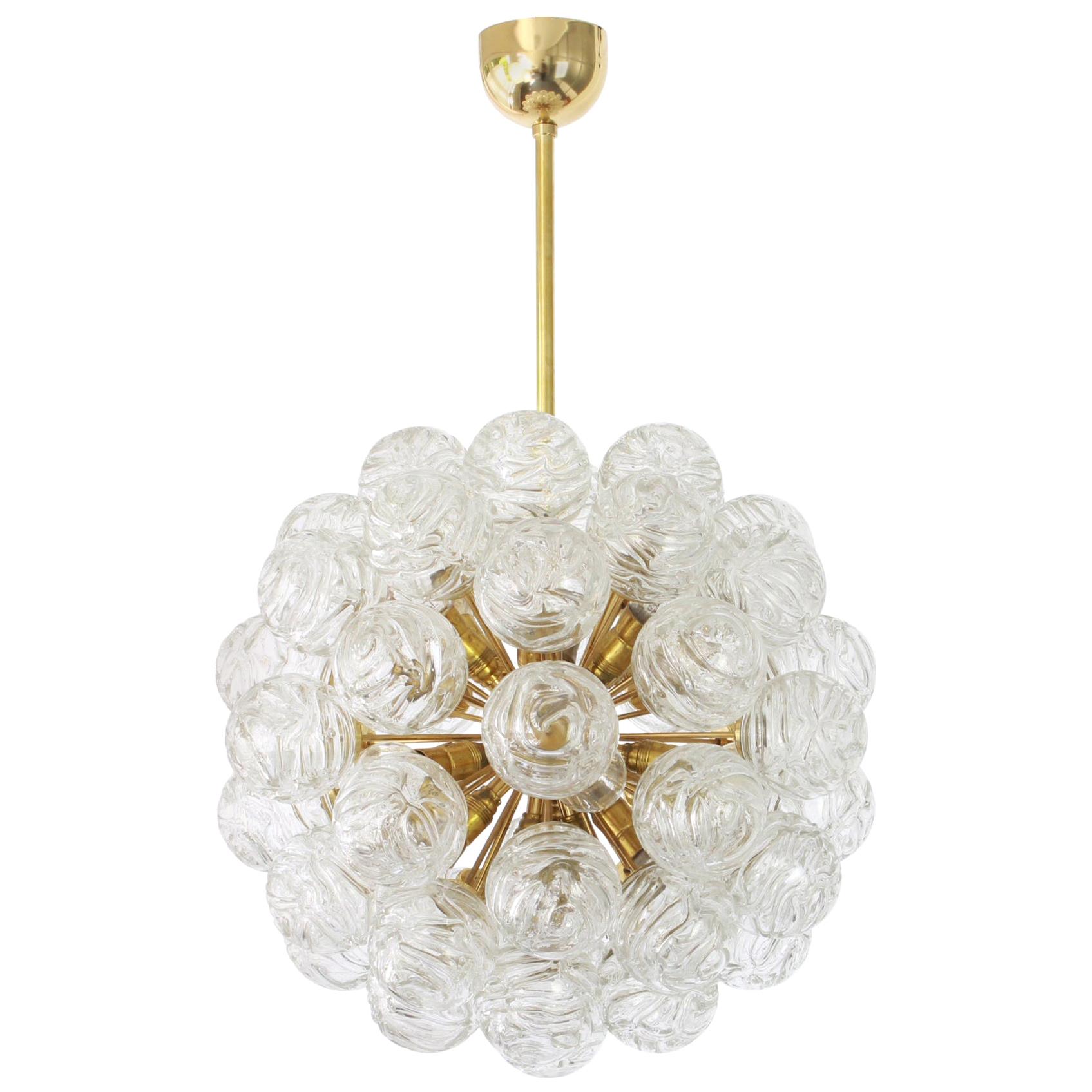 Spectacular Sputnik Chandelier with Snow Glass Balls, Doria, Germany, 1970s For Sale