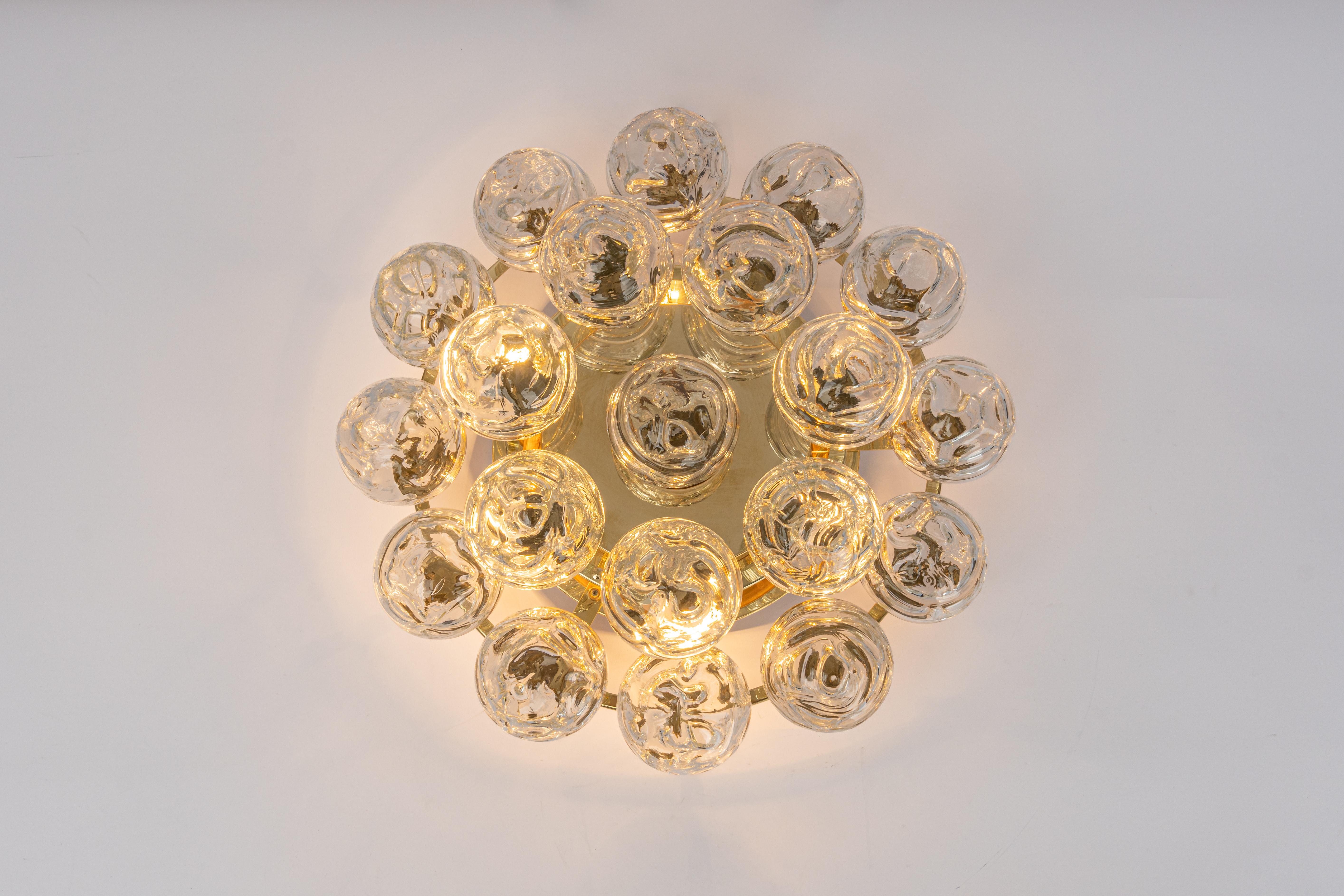 Spectacular Sputnik Flush Mount Glass Snow Balls by Doria, Germany, 1970s 1