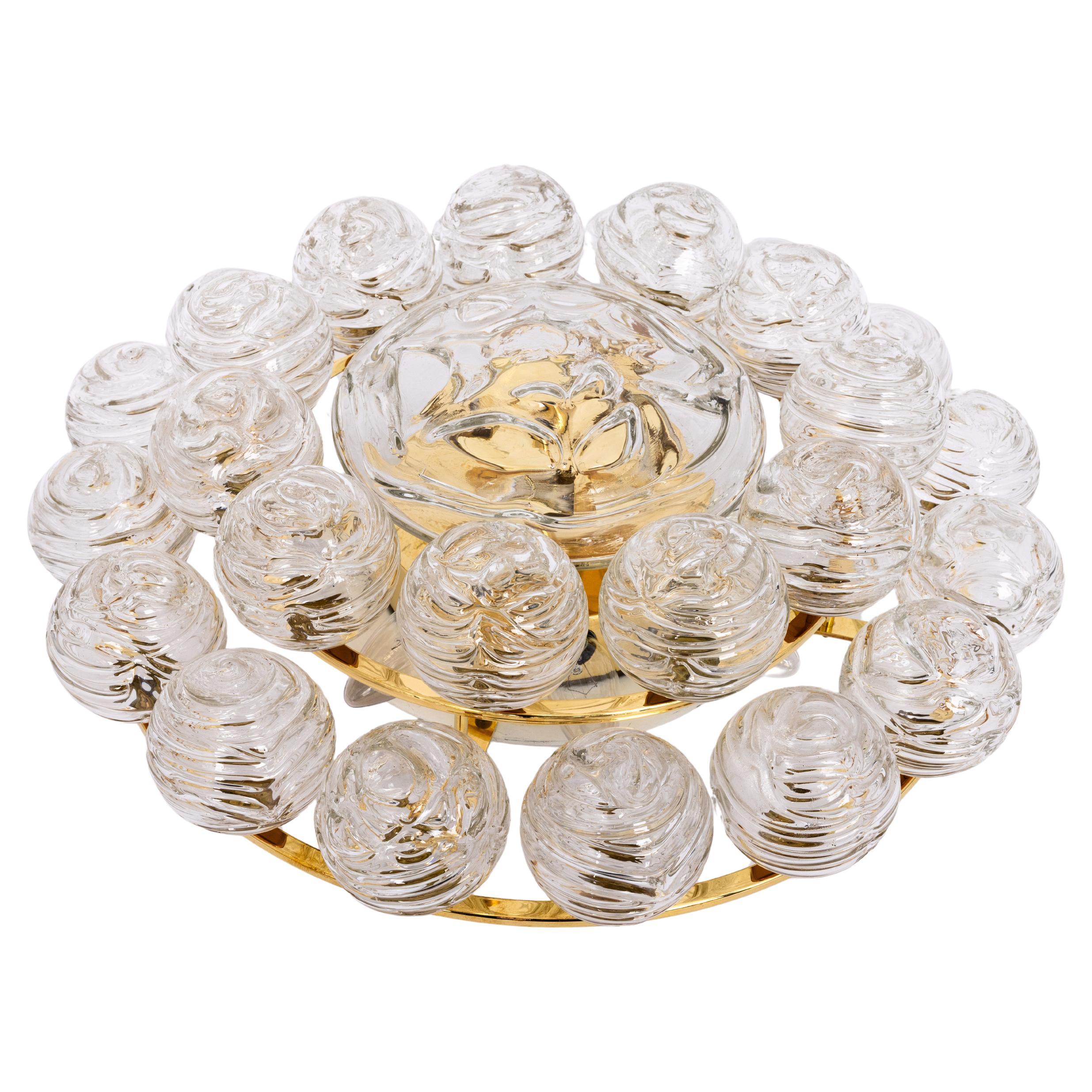 Spectacular Sputnik Flush Mount Glass Snow Balls by Doria, Germany, 1970s For Sale