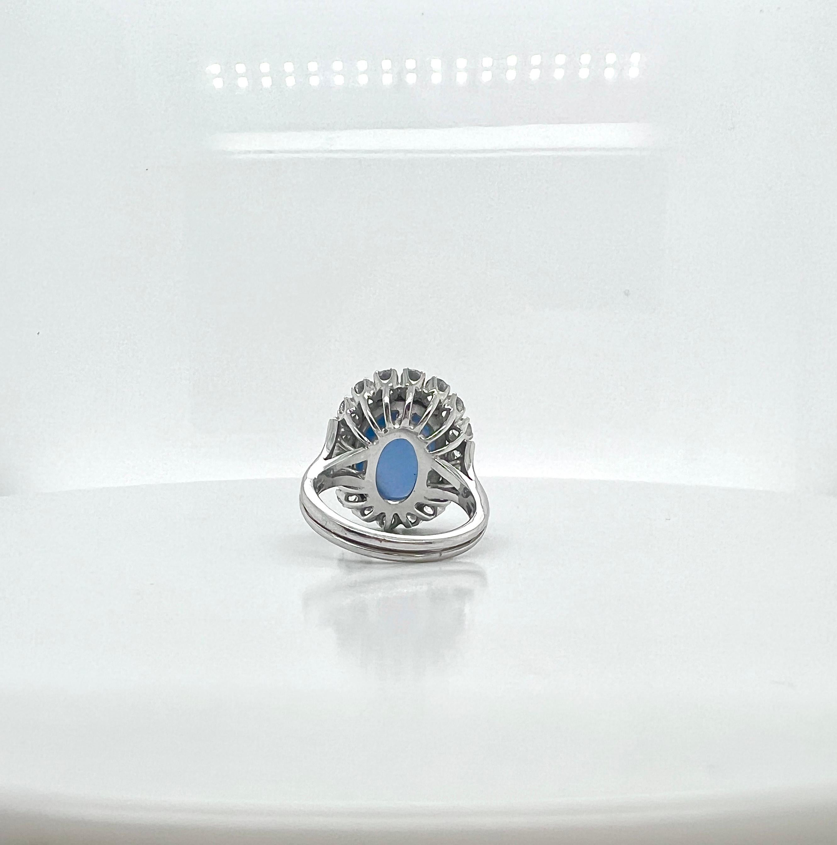 Spektakulärer Platinring mit Sternsaphir und Diamant im Zustand „Hervorragend“ im Angebot in New York, NY