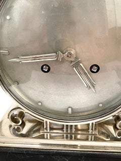 Spektakuläre Art-Déco-Uhr aus Sterlingsilber von Fleming, Schweden, Museumsstück
