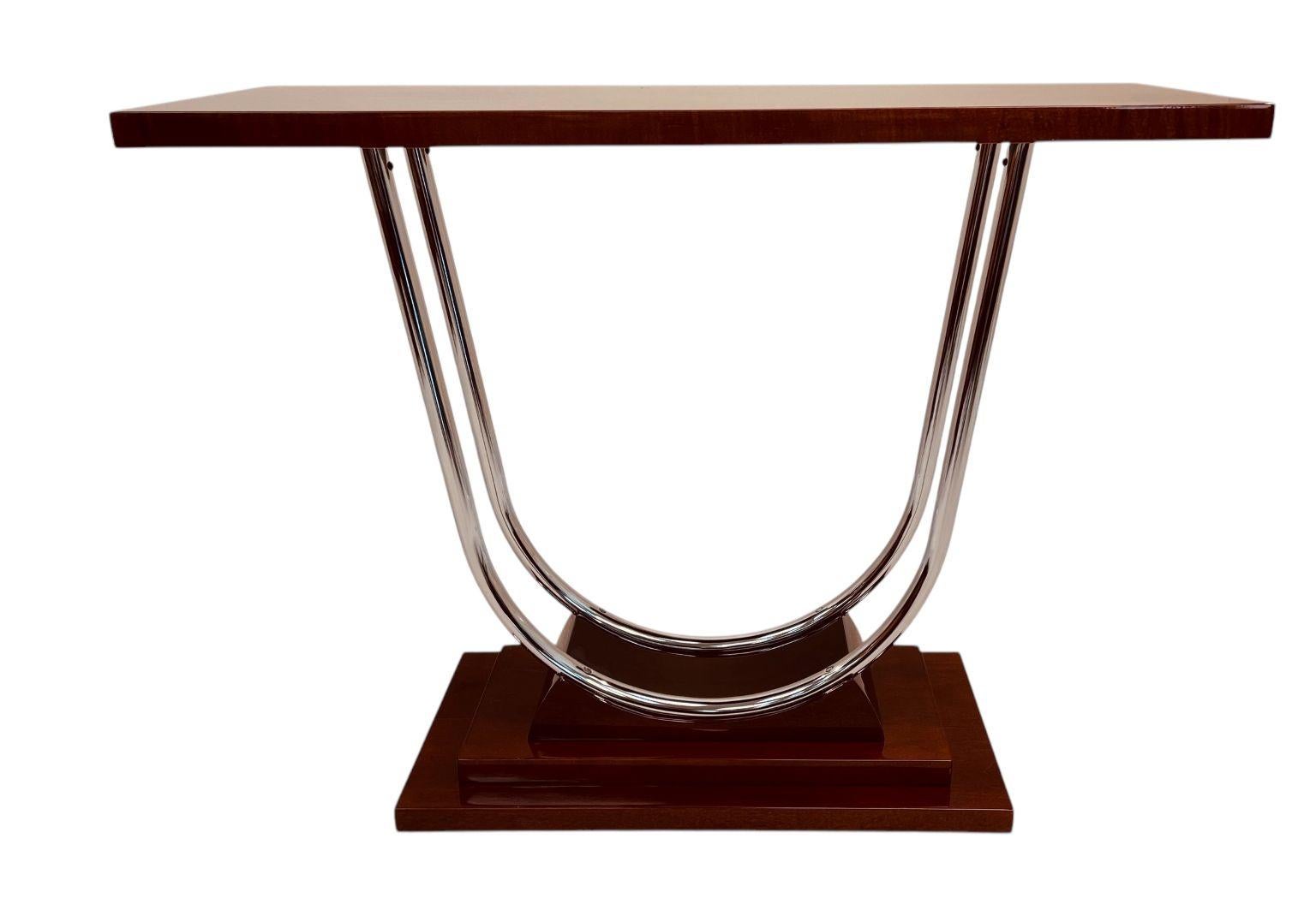 Spectacular Streamline Moderne Art Deco Chrome Console Table American C.1930 For Sale 4