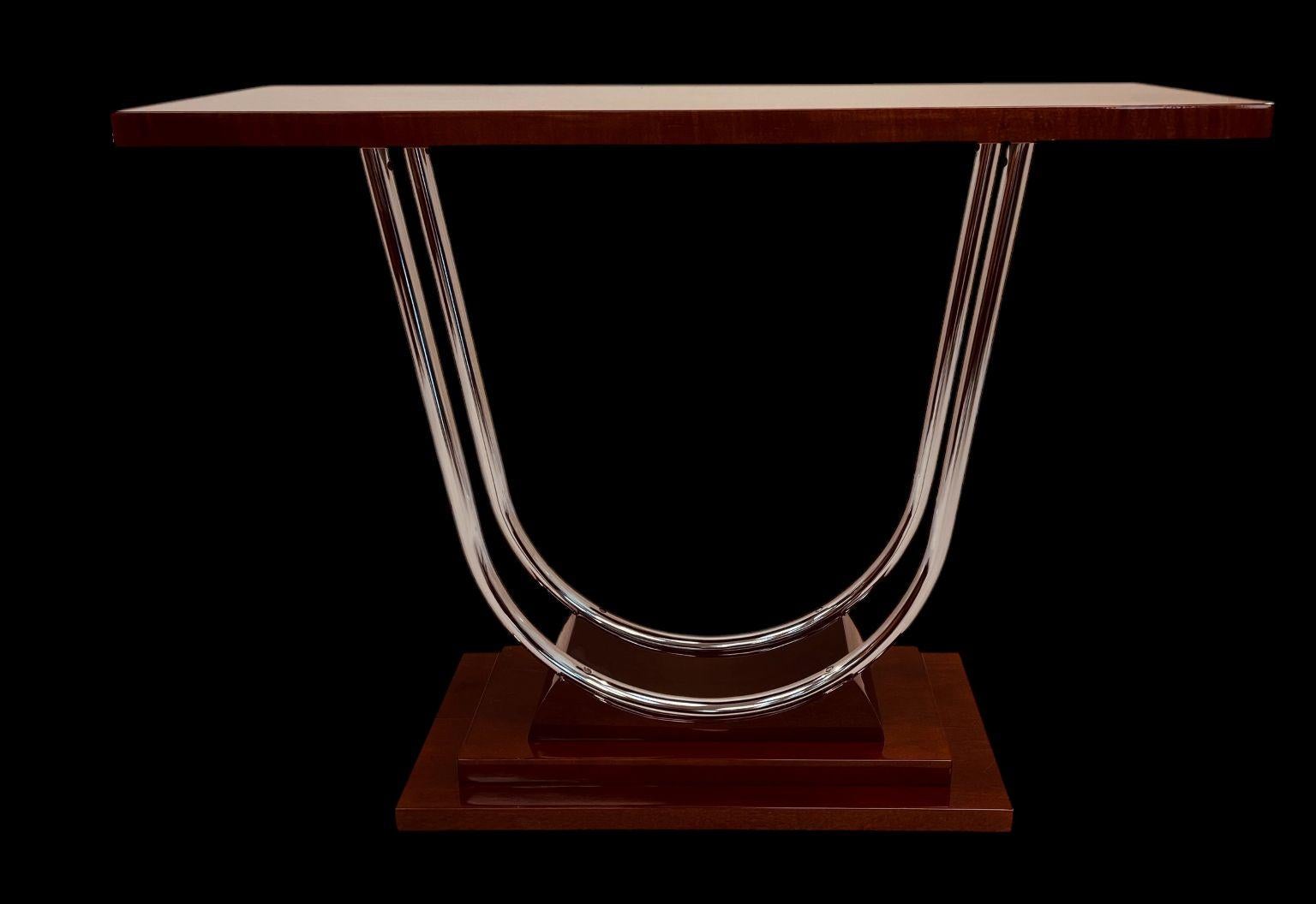Spectacular Streamline Moderne Art Deco Chrome Console Table American C.1930 For Sale 5
