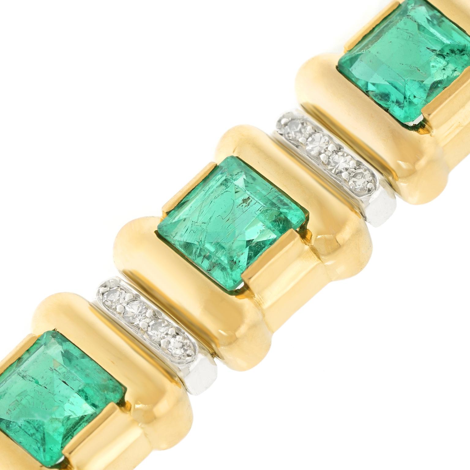 Spectacular Swiss Modern Emerald Bracelet For Sale 1