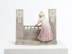 Spectacular table mirror, ceramic, Goldscheider, 1915, Vienna, Austria