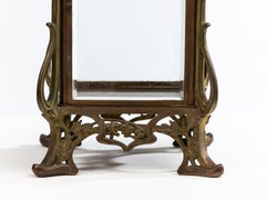 Spektakuläre Tischvitrine aus massiver Bronze, Messing, Jugendstil, Art nouveau, 1900, Frankreich