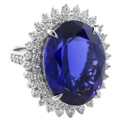 Spektakulärer Tansanit 28.28 Karat Qualität AAA und Diamant 2,69 ct Ring Platin