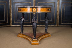 Spectacular Temple Guardian Antique Empire Style Table Birdseye Maple Veneer