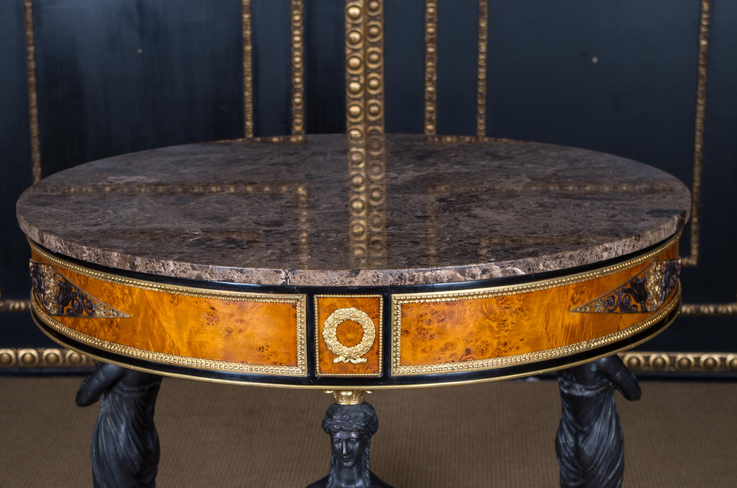 Spectacular Temple Guardian Antique Empire Style Table Birdseye Maple Veneer For Sale 1