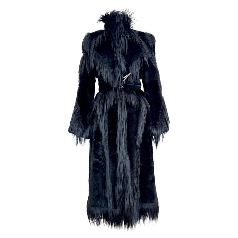 Spectacular Thierry Mugler Black Fur Maxi Coat For Sale at 1stDibs