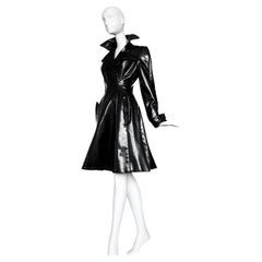 Spectacular Thierry Mugler FW 1996 Runway Black Bombshell Vinyl Coat