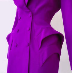 Spectacular Thierry Mugler Iconic Vibrant Blazer Jacket Dress Purple Violet