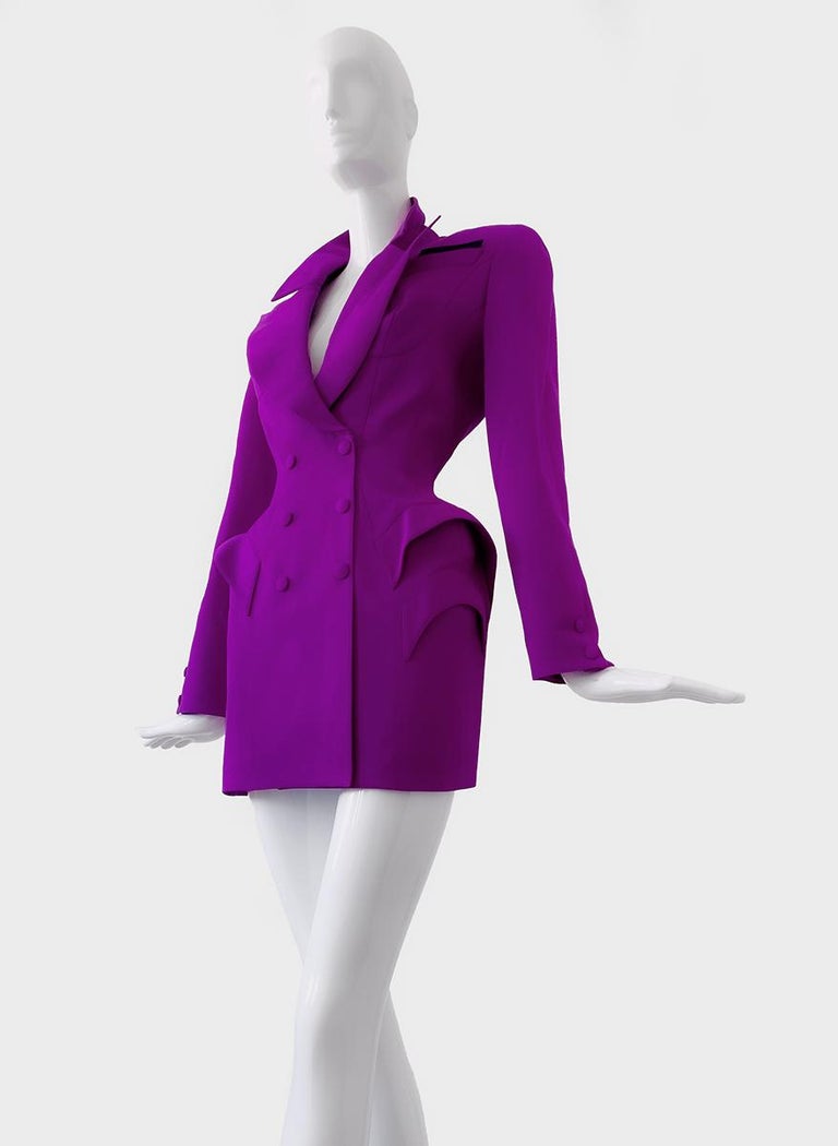 Spectacular Thierry Mugler Iconic Vibrant Blazer Jacket Dress Purple Violet  For Sale at 1stDibs