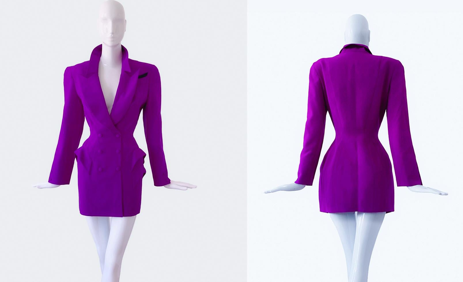 Women's Spectacular Thierry Mugler Iconic Vibrant Blazer Jacket Dress Purple Violet