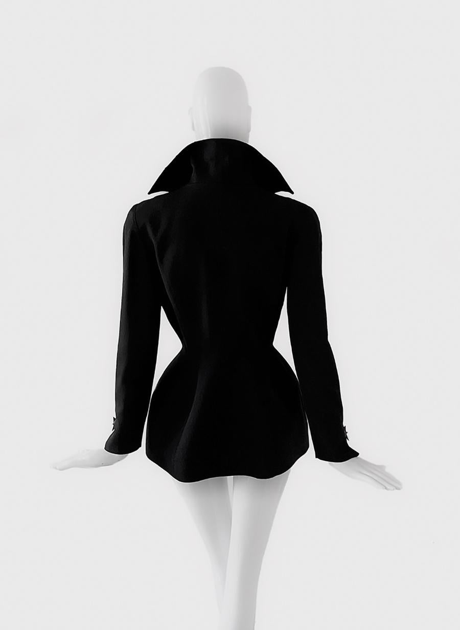 Spectacular Thierry Mugler Jacket Crystal Jewel Black Dramatic Sculptural  For Sale 2