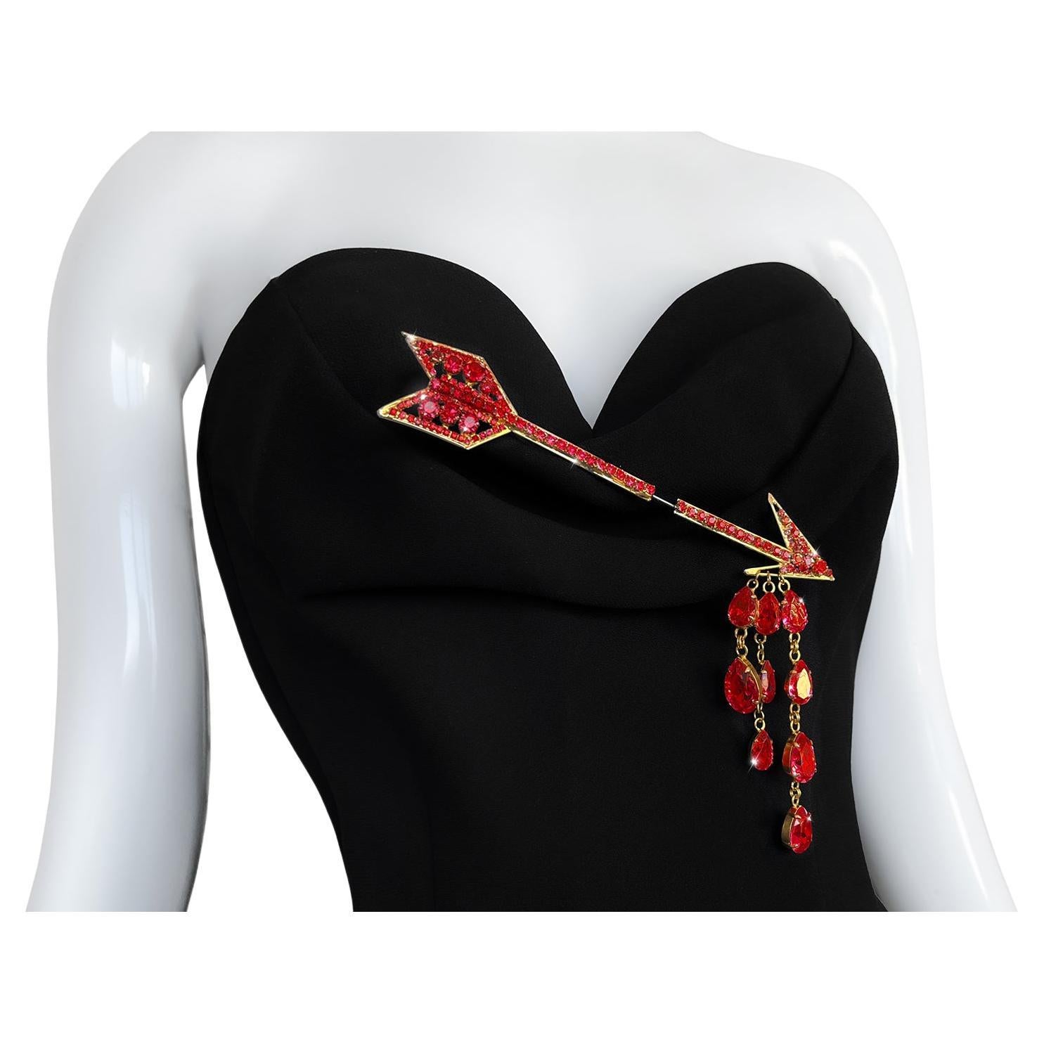 Spettacolare spilla prototipo Thierry Mugler in cristallo Arrow Drop