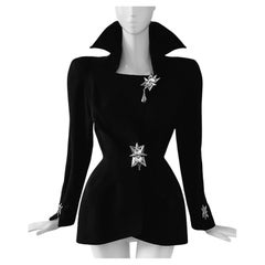 Spettacolare giacca Thierry Mugler SS 1995 Crystal Jewell Black Sculptural
