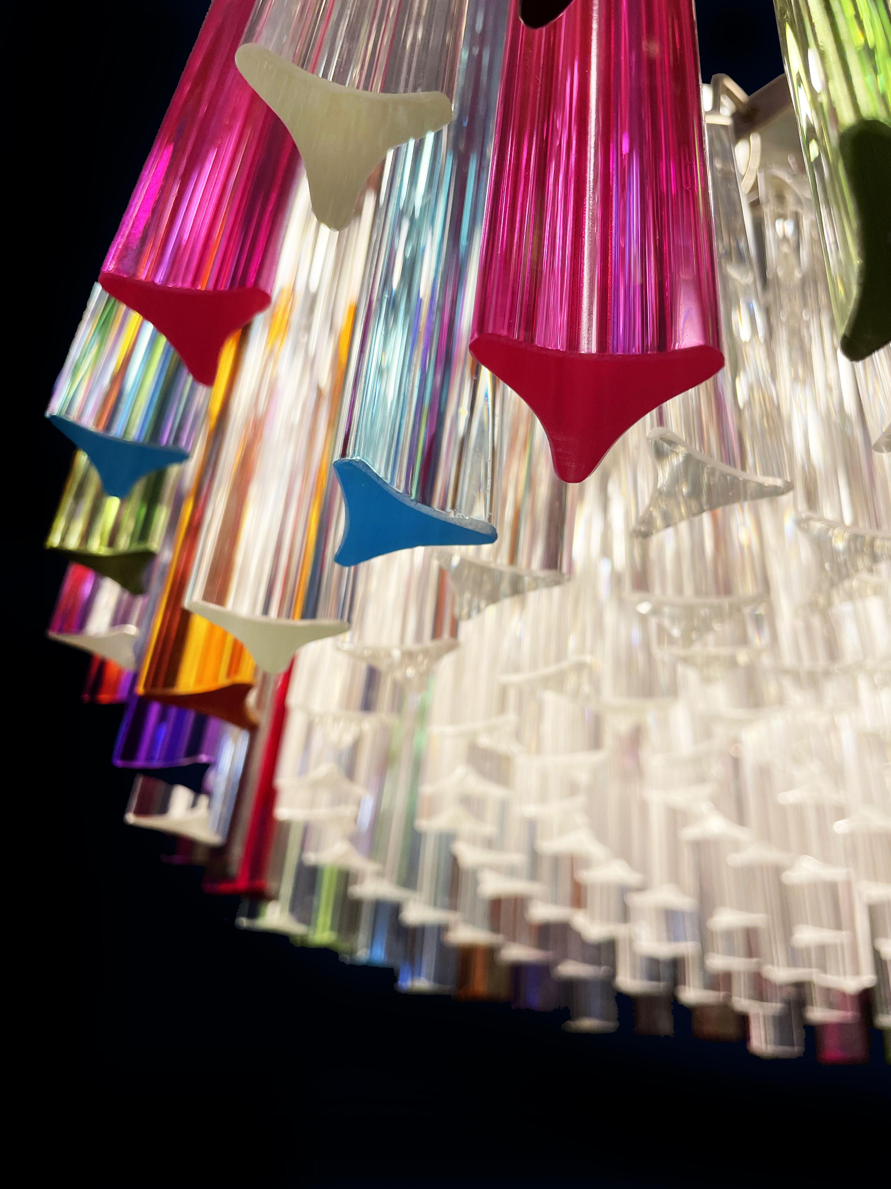 Spectaculaire lustre en verre de Murano Triedri - 265 prismes multicolores et transparents en vente 12
